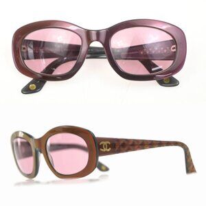 CHANEL CC Logo Sunglasses Eye Wear Plastic Pink Purple Italy 5009 63RL778